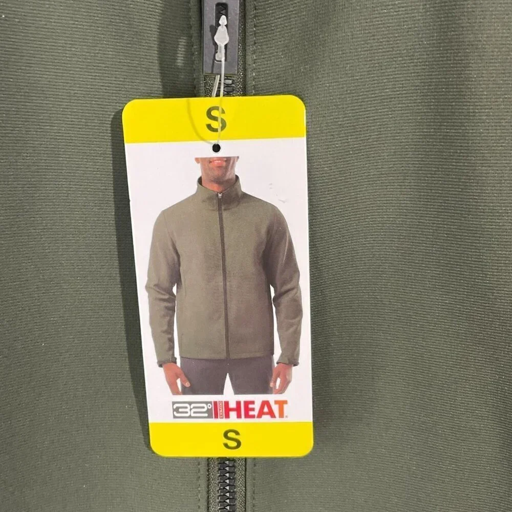 NEW 32 Degrees Heat Men Small Green Full-Zip Jacket  Long Sleeve Outerwear